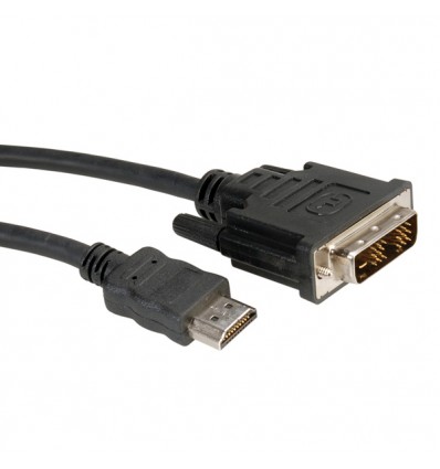 ROLINE DVI Cable, DVI (18+1) M - HDMI M 1 m