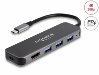Delock 3 Port USB Hub and 4K HDMI output with USB Type-C™ connection and PD 85 Watt