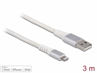 Delock USB data and power cable for iPhone™, iPad™, iPod™ DuPont™ Kevlar® white 3 m