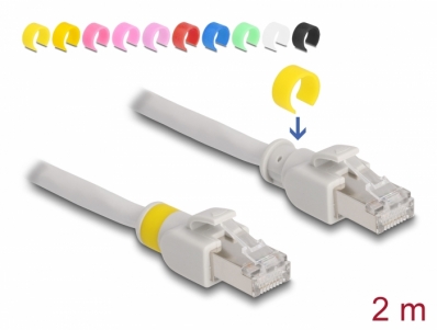 Delock Network cable RJ45 Cat.6A S/FTP with colored clips 2 m