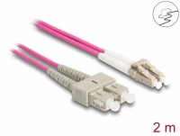 Delock Fiber Optical Cable with metal armouring LC Duplex to SC Duplex Multi-mode OM4 2 m