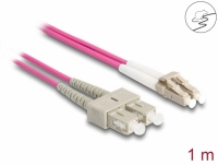 Delock Fiber Optical Cable with metal armouring LC Duplex to SC Duplex Multi-mode OM4 1 m