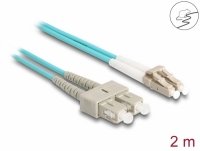 Delock Fiber Optical Cable with metal armouring LC Duplex to SC Duplex Multi-mode OM3 2 m