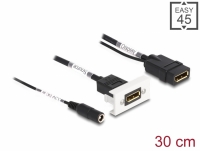 Delock Easy 45 DisplayPort 4K 60 Hz Module with DC feed 2.1 x 5.5 mm and pigtail,22.5 x 45 mm