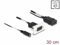 Delock Easy 45 HDMI 4K 60 Hz Module with DC feed 2.1 x 5.5 mm and pigtail,22.5 x 45 mm