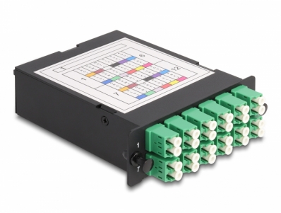 Delock Fiber Optic HD (High Density) Cassette MPO male to 12 x LC Duplex female, 24 fibers, Single-mode, Polarity A, 9/125 µm