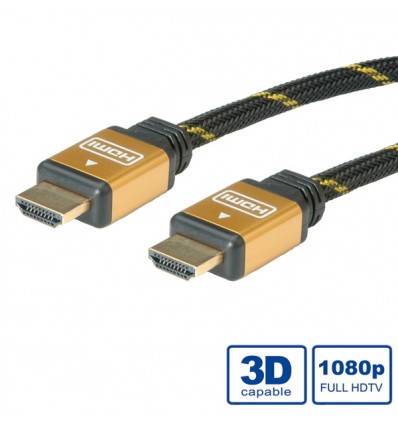 ROLINE GOLD HDMI High Speed Cable with Ethernet, HDMI M-M 1 m