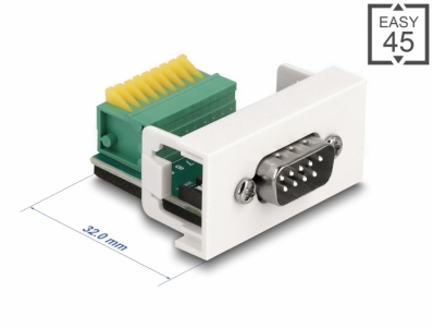 Delock Easy 45 Module D-Sub 9 pin male to 9 pin Terminal Block 22.5 x 45 mm