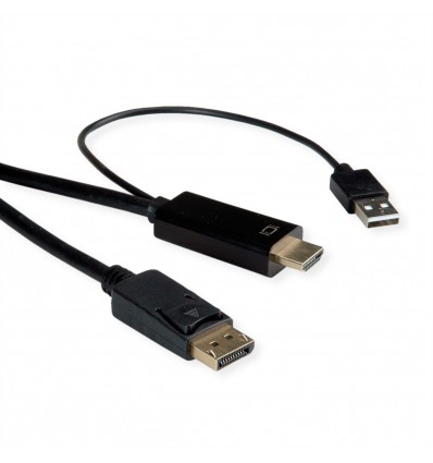 Cable, UHDTV - DisplayPort, M/M, black, 1 m, Roline