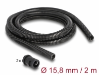 Delock Cable protection sleeve 2 m x 15.8 mm with PG11 conduit fitting set black