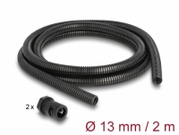 Delock Cable protection sleeve 2 m x 13 mm with PG9 conduit fitting set black