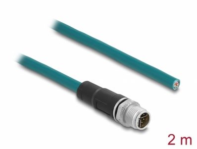 Delock Network cable M12 8 pin X-coded to open wire ends TPU 2 m