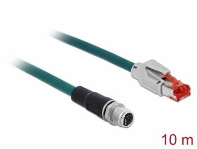 Delock Network cable M12 8 pin X-coded to RJ45 plug PVC 10 m