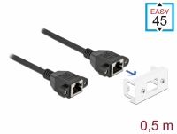 Delock Network Extension Cable for Easy 45 Module S/FTP RJ45 jack to RJ45 jack Cat.6A 50 cm black