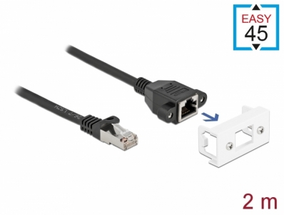 Delock Network Extension Cable for Easy 45 Module S/FTP RJ45 plug to RJ45 jack Cat.6A 2 m black