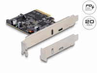 Delock PCI Express x4 Card to 1 x SuperSpeed USB 20 Gbps (USB 3.2 Gen 2x2) USB Type-C™ + 1 x USB Type-C™ PD 20 Watt