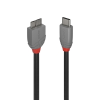 Lindy 0.5m USB 3.2 Type C to Micro-B Cable, 5Gbps, Anthra Line