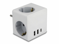 Delock Multi Socket Cube 3-way with childproof lock and USB charger white