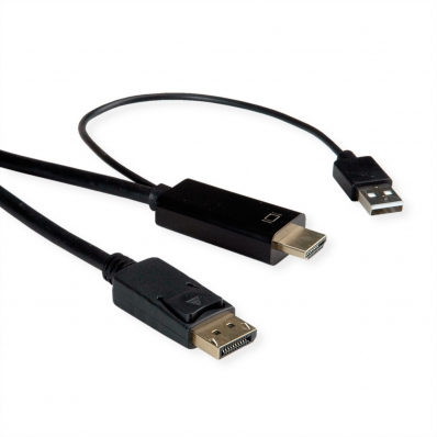 ROLINE Cable, UHDTV - DisplayPort, M/M, black, 2 m