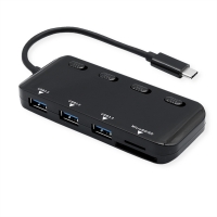 ROLINE USB 3.2 Gen 1 Hub, 3 Ports, Type C connection cable, with Card Reader, sw