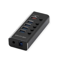 ROLINE USB 3.2 Gen 1 Hub, 4 Ports + 1x Charging Port, Switchable