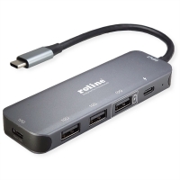 ROLINE USB 3.2 Gen 2 Hub, 5 Ports, Type C connection cable