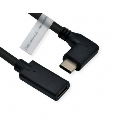 ROLINE Type C Video Cable, USB-C (DP Alt Mode) Extension Cable C-C, M/F, black,