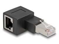 Delock RJ45 plug to RJ45 jack Adapter Cat.6A 90° left angled