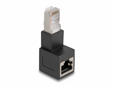 Delock RJ45 plug to RJ45 jack Adapter Cat.6A 90° downwards angled