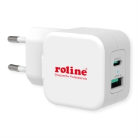 ROLINE USB Wall Charger Euro Plug, 2 Ports, 1x QC3.0 A + 1x C (PD), 20W