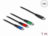 Delock USB Charging Cable 3 in 1 USB Type-C™ to Lightning™ / Micro USB / USB Type-C™ 1 m