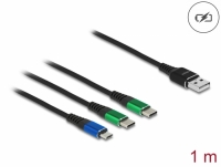 Delock USB Charging Cable 3 in 1 Type-A to Micro USB / 2 x USB Type-C™ 1 m