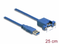 Delock Cable USB 3.0 Type-A male > USB 3.0 Type-A female panel-mount 25 cm