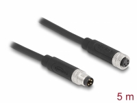 Delock M8 4 pin Cable A-coded male to female PUR (TPU) 5 m