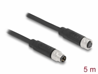 Delock M8 3 pin Cable A-coded male to female PUR (TPU) 5 m