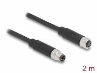 Delock M8 3 pin Cable A-coded male to female PUR (TPU) 2 m