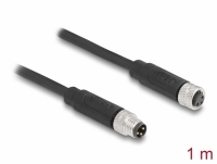Delock M8 3 pin Cable A-coded male to female PUR (TPU) 1 m