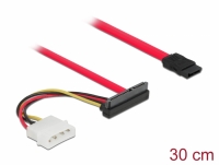 Delock Cable SATA 6 Gb/s 7 pin receptacle + Molex 4 pin power plug > SATA 22 pin receptacle upwards angled 50 cm