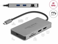 Delock USB Type-C™ Docking Station 4K - Dual HDMI MST / USB 3.2 / SD / LAN / PD 3.0