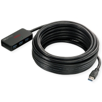ROLINE USB 3.2 Gen 1 Hub, 4 Ports, with Repeater, black, 10 m