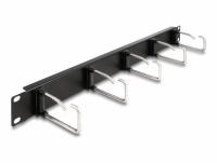 Delock 19″ Cable Management Routing Panel with 5 metal hooks 1U black