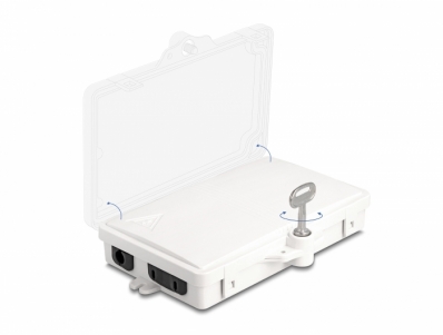 Delock Fiber Optic Distribution Box for indoor and outdoor IP65 waterproof lockable 2 port white