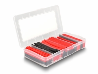 Delock Heat shrink tube assortment box, shrinkage ratio 2:1, black / red 196 pieces