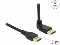 Delock DisplayPort cable male straight to male 90° upwards angled 8K 60 Hz 3 m without latch