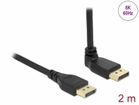 Delock DisplayPort cable male straight to male 90° upwards angled 8K 60 Hz 2 m without latch