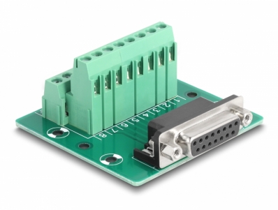 Delock D-Sub 15 pin female to Terminal Block for DIN rail