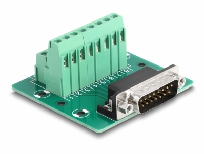 Delock D-Sub 15 pin male to Terminal Block for DIN rail