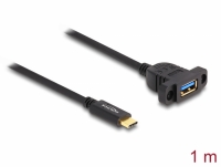 Delock SuperSpeed USB 10 Gbps (USB 3.2 Gen 2) Cable USB Type-C™ male to USB Type-A female 1 m panel-mount black