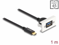 Delock Easy 45 Module SuperSpeed USB 10 Gbps (USB 3.2 Gen 2) USB Type-A female to USB Type-C™ male with pigtail, 22,5 x 45 mm