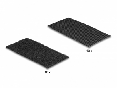 Delock Hook-and-loop pad self-adhesive L 100 mm x W 50 mm set 10 pcs black